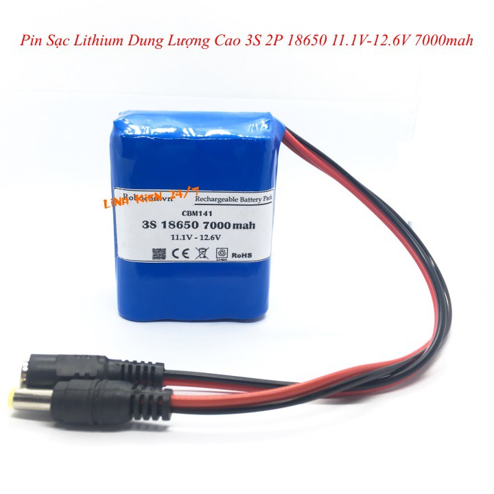 Pin Sạc Lithium 3S 2P 18650 12V 7000mah dung lượng cao