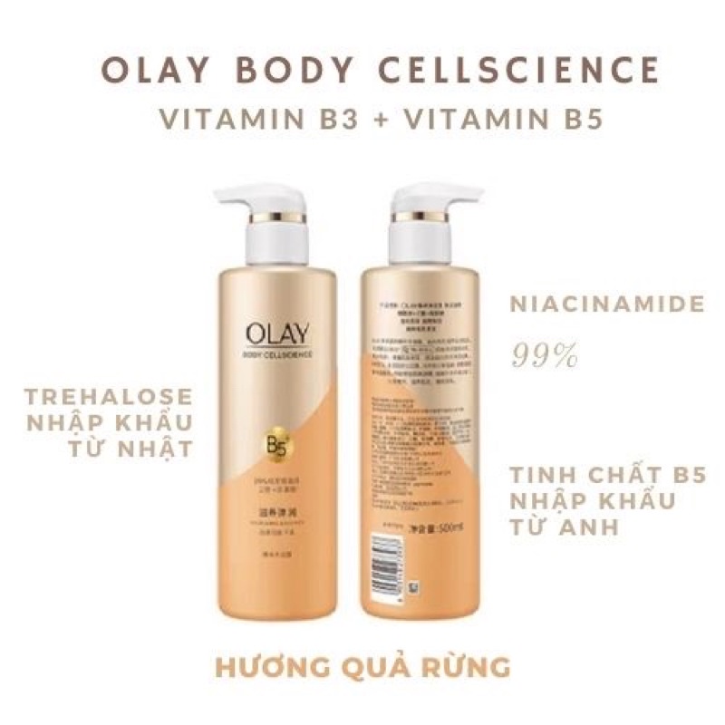 Sữa tắm Olay body cellscience b3 vitamin c b3 + b5 và peptide