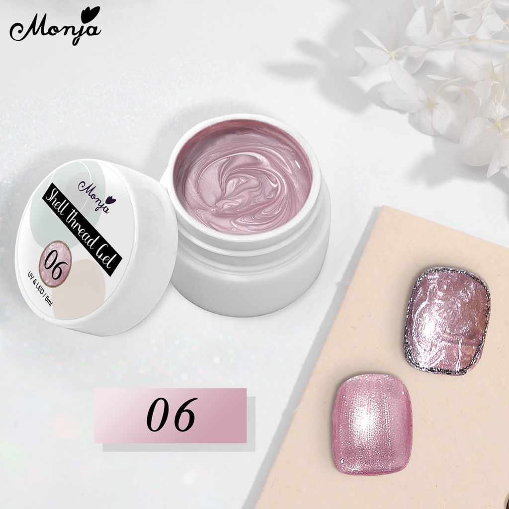 Gel UV trang trí móng tay Monja màu ngọc trai xoắn ốc long lanh bán vĩnh viễn tự làm với 8 màu 5ml