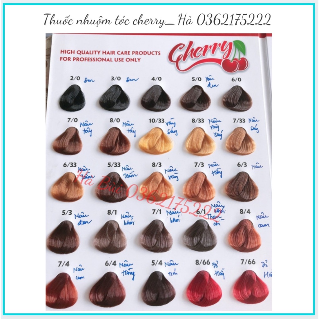 Thuốc Nhuộm Tóc Cherry Thảo Dược, Dưỡng Cao Không Kèm Oxy Trợ Nhuộm Đủ Các Màu