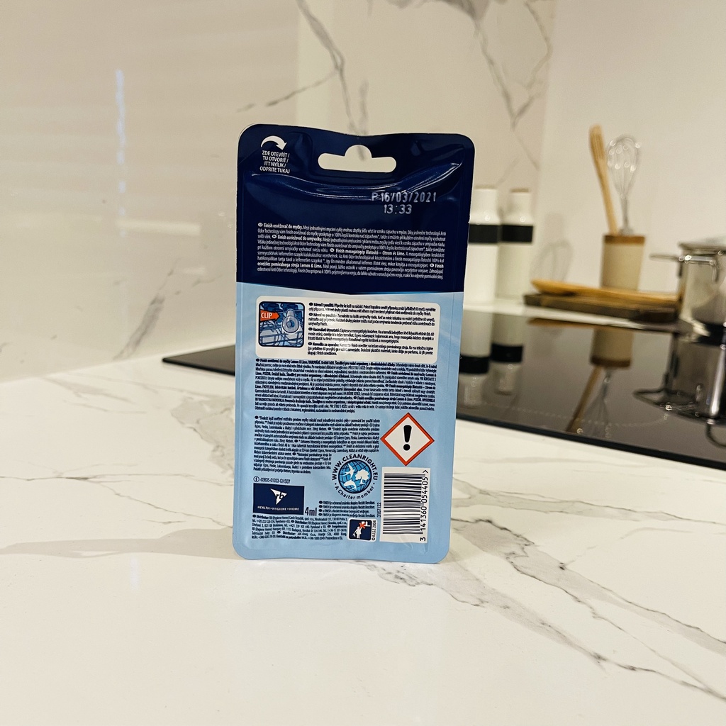 Treo khử mùi máy rửa bát Finish 4ml hương chanh - nhập khẩu EU, hút mùi hôi khó chịu, hương chanh thơm mát
