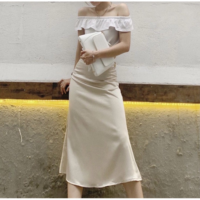Chân váy dáng dài, chân váy lụa 2 lớp - by whattowear