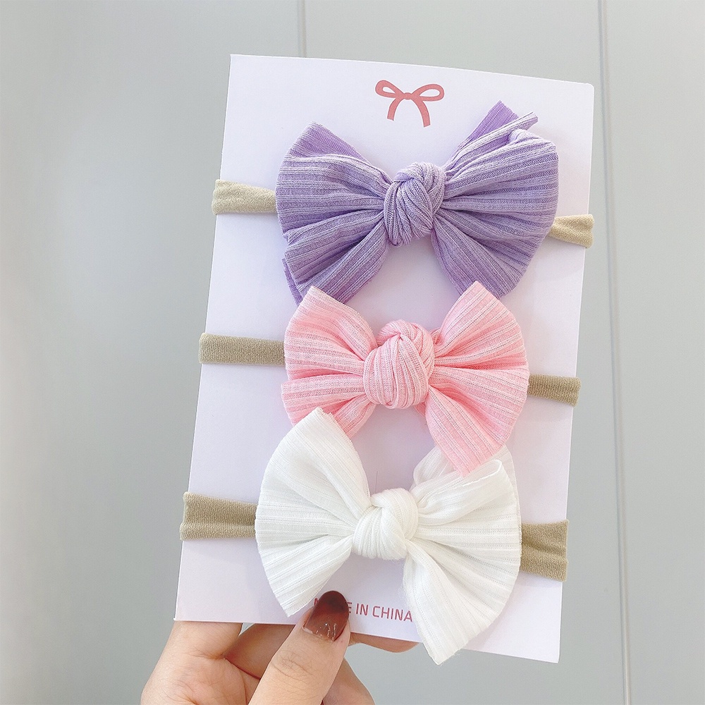 RainBow Bows Set 3 Dây Cột Tóc Co Giãn Đính Nơ Dễ Thương Cho Bé Gái