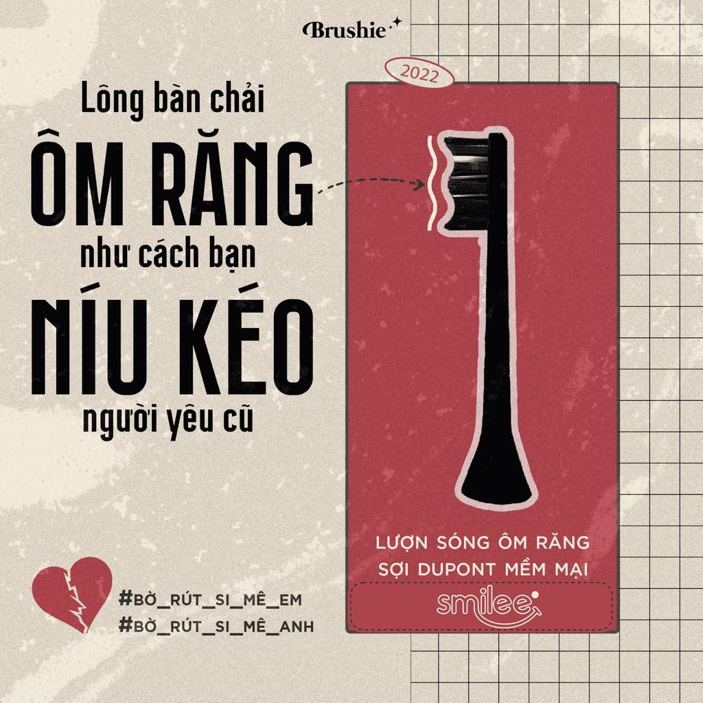 Bàn chải điện Brushie tích hợp máy rửa mặt 5 chế độ, Bàn chải phù hợp cho cả người niềng răng, Hàng chính hãng Smilee
