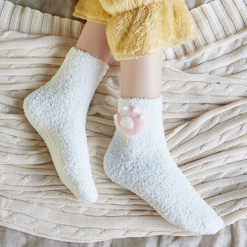 Youyo Vớ Nhung San Hô Dày Dặn Hình Chân Mèo 3D Dễ Thương Phong Cách Harajuku Nhật Bản Cho Nữ