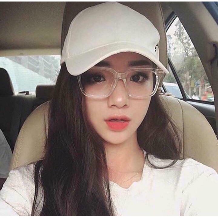 Kính mát nam nữ thời trang giả cận chống ánh sáng xanh kiểu dáng trong suốt gọng kim loại siêu bền- 5501