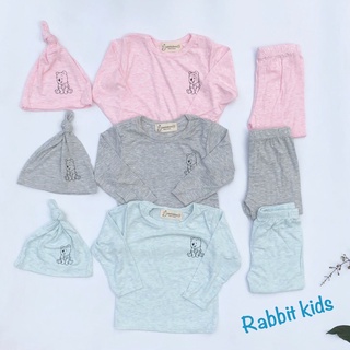 Quần Áo Thu Đông Trẻ Em💝FREESHIP💝Rabbit Kids - Set Đồ Cho Bé Sơ Sinh 3 Chi Tiết Mũ + Áo + Quần Chất Cotton 100% Siêu Mềm