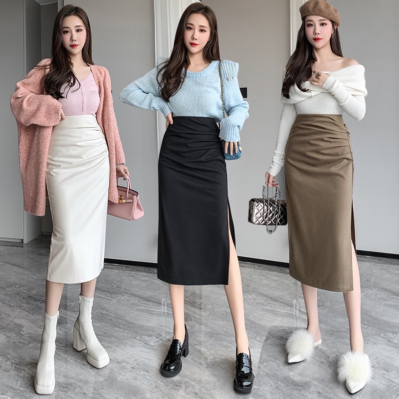 Chân Váy Len Lưng Cao Dáng Ôm Thời Trang Thu Đông Dành Cho Nữ