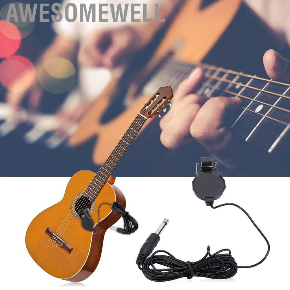 Awesomewell Guitar Replacement guitar parts Clip‑On Pickup Microphone Piezo Violin Acoustic Ukulele Musical Instrument