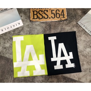 [Ảnh Thật Kèm Video] Áo Thun L A Mặt Trước Thêu Mặt Sau In Màu Xanh Đen/Xanh Neon Chất Mịn Mát