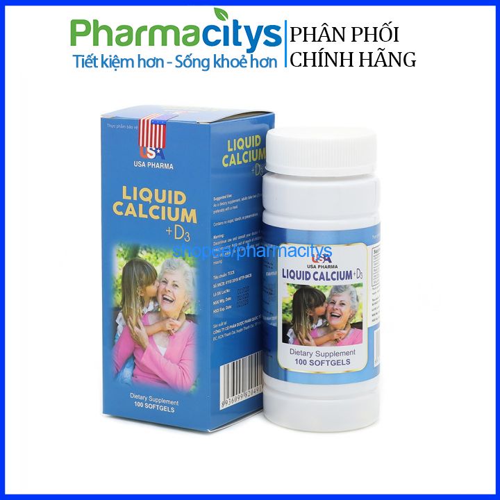 Viên uống bổ sung canxi Liquid Calcium D3 giúp chắc khỏe xương, phát triển chiều cao chai 100 viên
