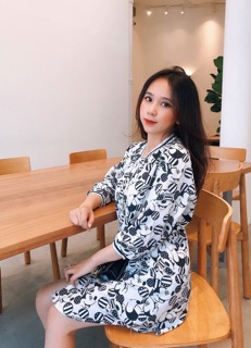 Đầm suông in Mickey 3D, hình thật 100%