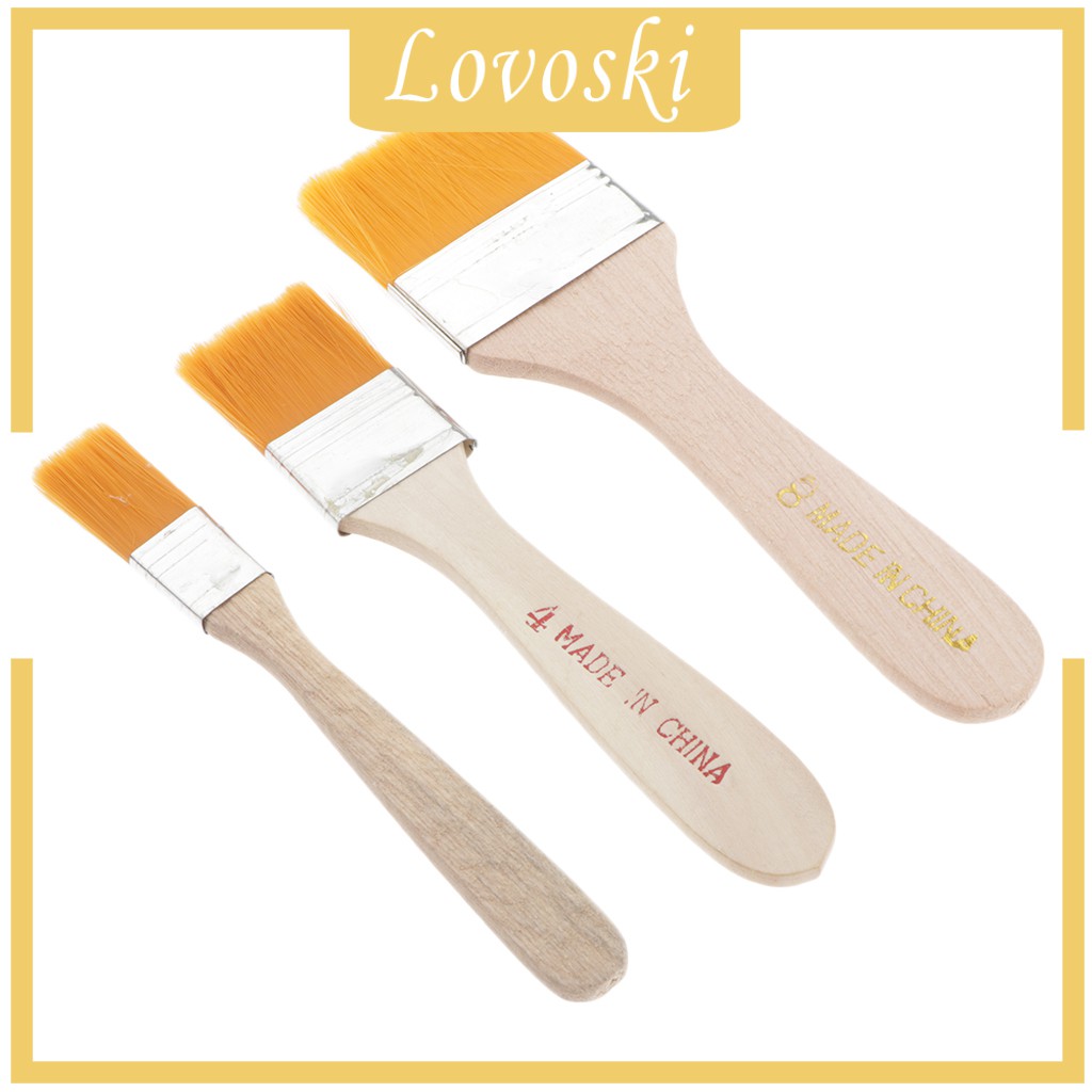 Set 3 Cọ Vẽ Tranh Sơn Dầu Tay Cầm Bằng Gỗ Tiện Dụng