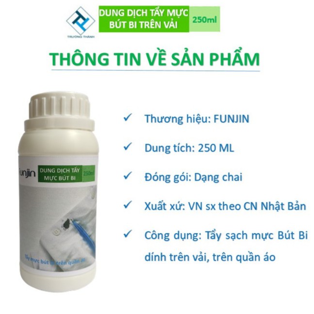 Tẩy SẠCH mực bút bi trên quần áo Funjin Chính hãng 250ML - NppTruongThanh 789