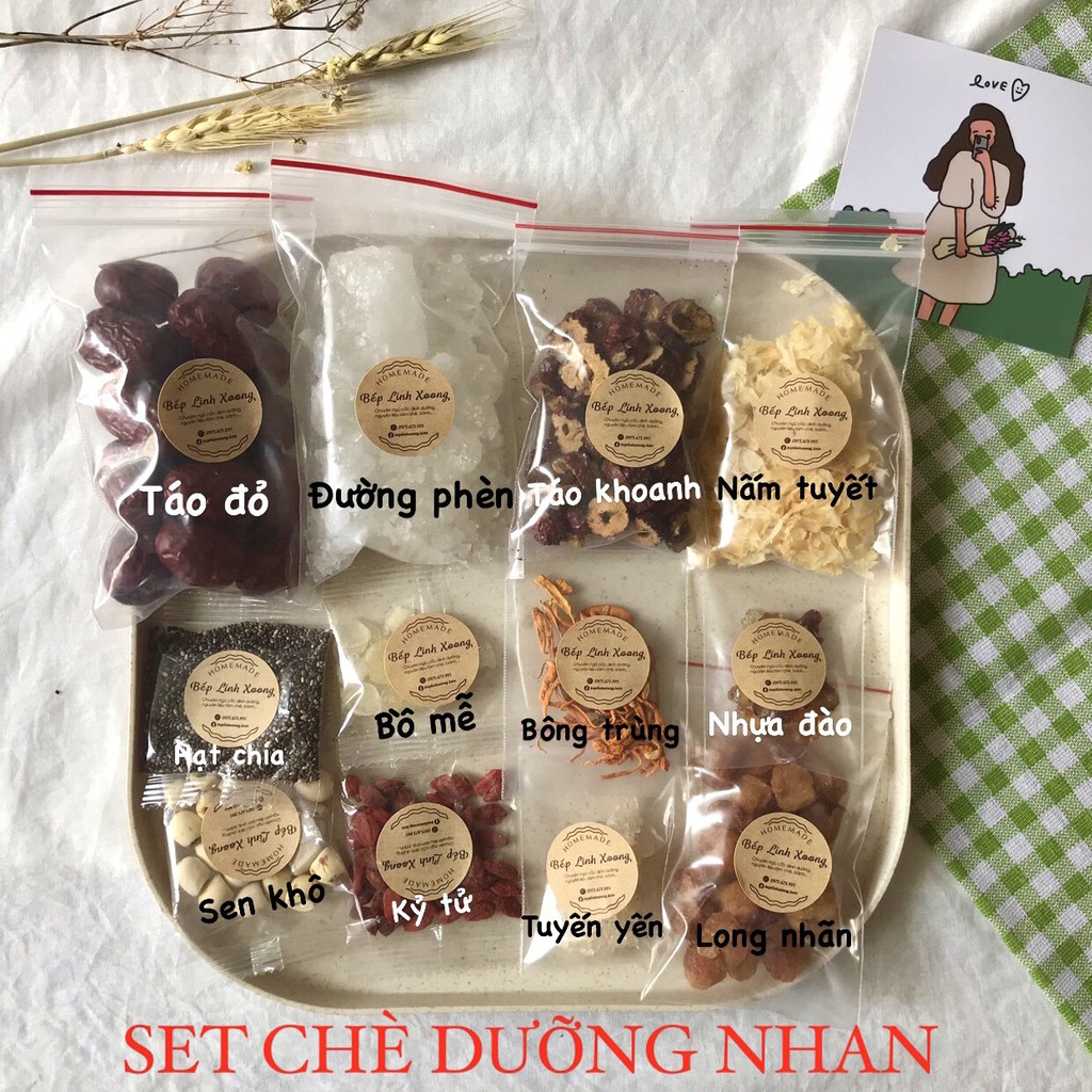 SET CHÈ DƯỠNG NHAN NẤU 10-12 BÁT CÓ HƯỚNG DẪN ĐI KÈM - BẾP LINH XOONG