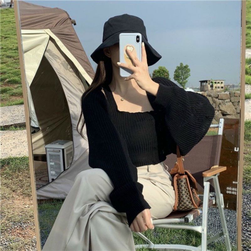 Áo khoác ngoài CROPTOP tay thụng Mix được nhiều trang phục