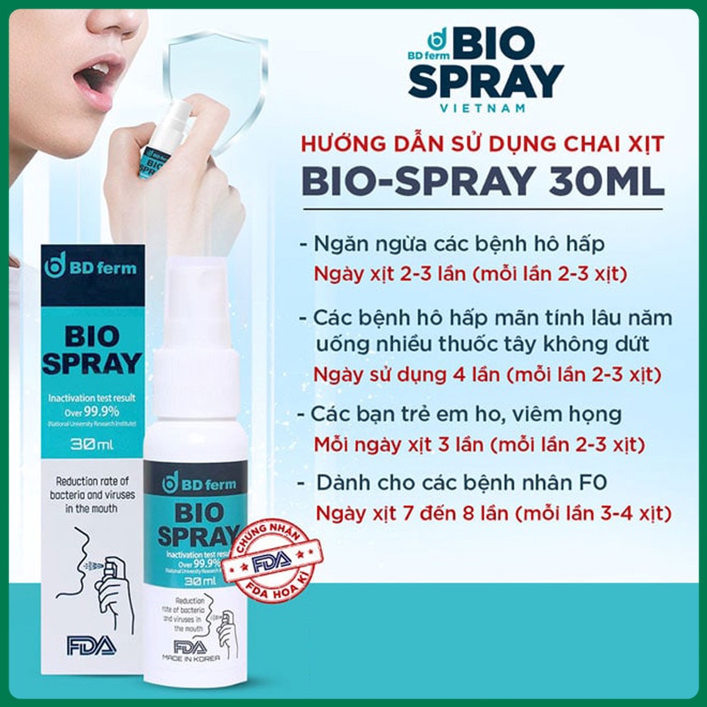 Xịt Họng Kháng Khuẩn Men Vi sinh BD FERM BIO SPRAY 30ml [YEA Shop]