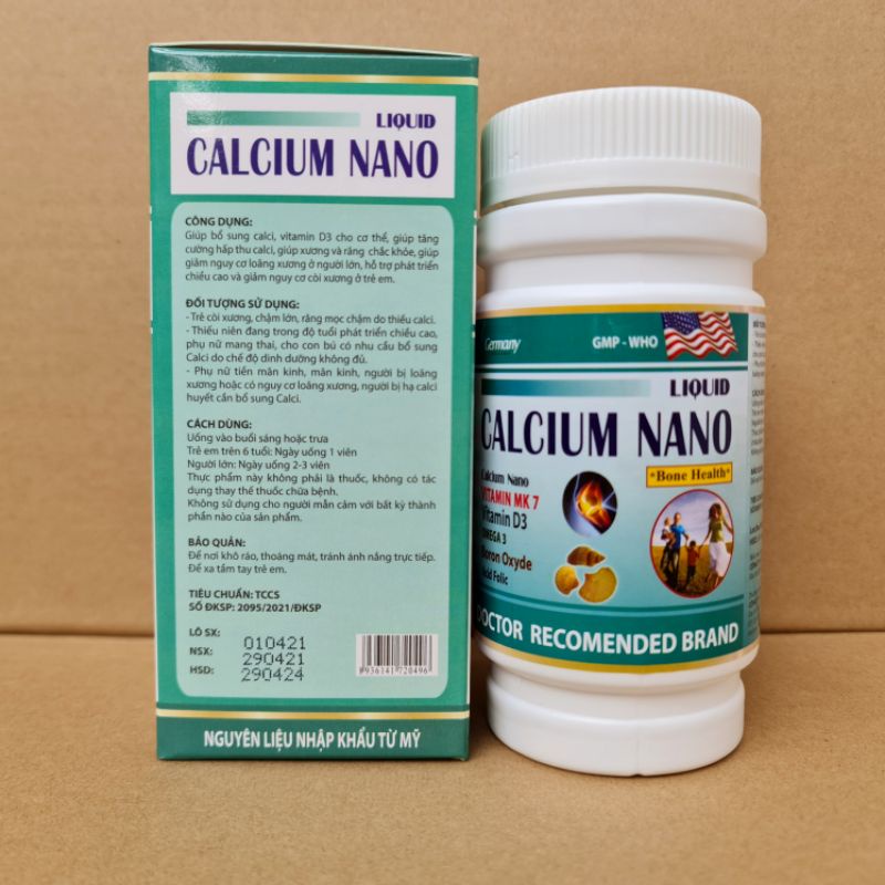 LIQUID CALCIUM NANO giúp bổ sung canxi, chống còi xương, loãng xương - Hộp 100 viên chính hãng