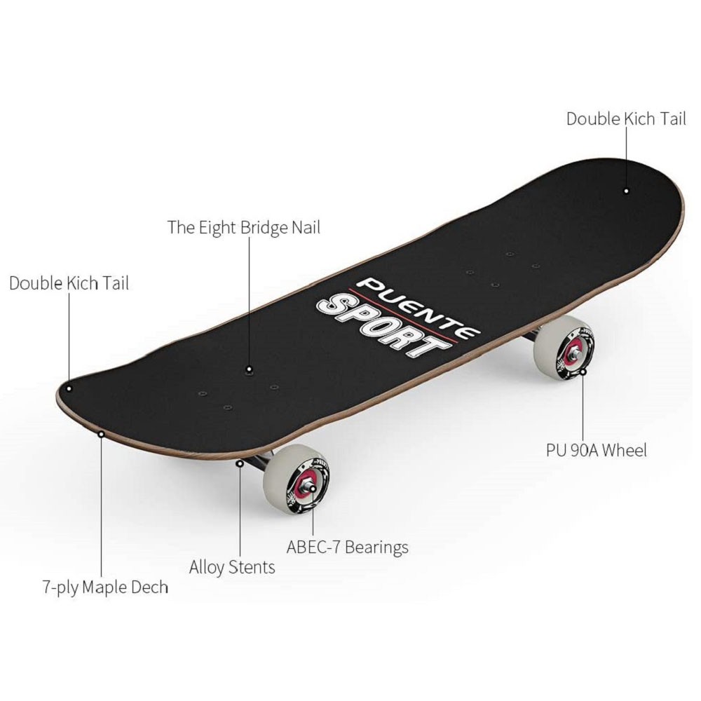 Ván trượt thể thao skateboard chuyên nghiệp Puente tập Trick, pop...