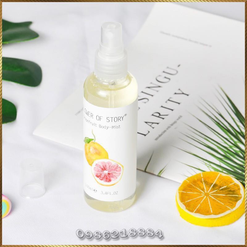 Xịt thơm 2in1 body và xịt thơm phòng Flower Of Story 100ml hương hoa quả FOS9 | Thế Giới Skin Care