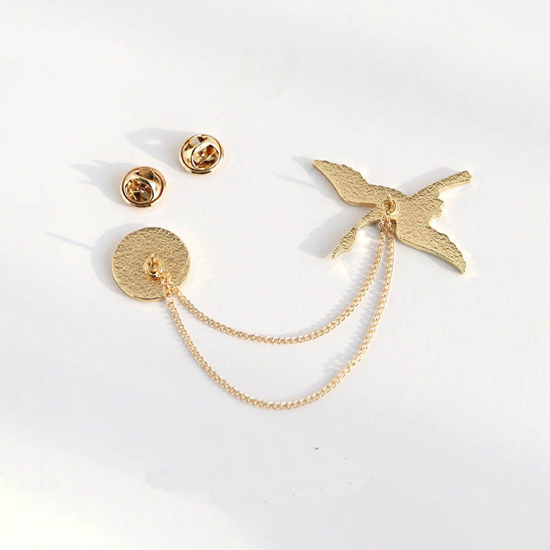 Ghim cài áo hình chim hạc bằng kim loại phong cách Trung Hoa 23576