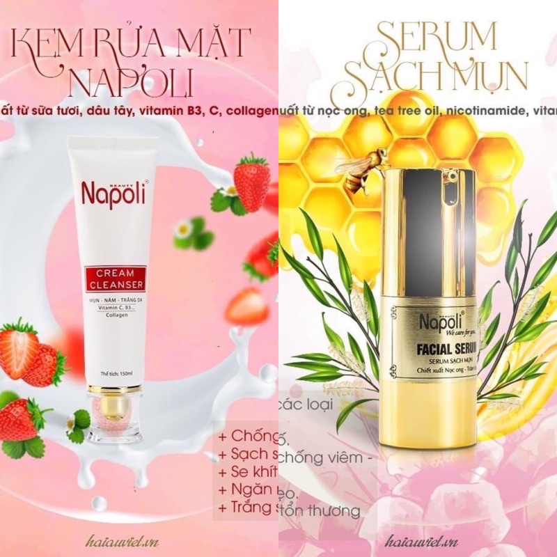 Combo Ngăn Ngừa Mụn-Serum Mụn Napoli+Kem Rửa Mặt Napoli