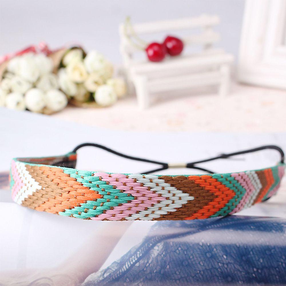 Băng Đô Bện Dây Cao Su Họa Tiết Thêu Phong Cách Dân Tộc Thời Trang