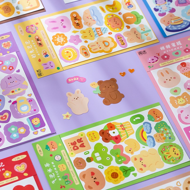 Set 2 Tấm Sticker Dán Trang Trí Hình Động Vật Hoạt Hình Đáng Yêu