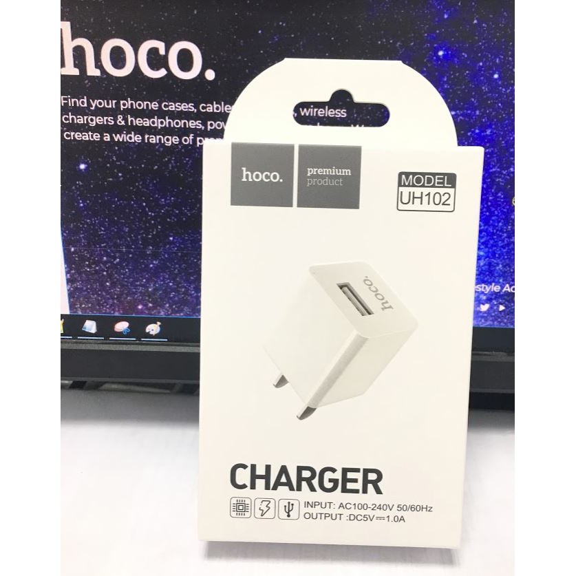 Củ Sạc, cóc sạc HOCO 1A UH102  cho điện thoại, camera 1A - Hàng Chính Hãng