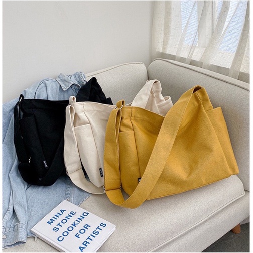 Túi Đeo Chéo Nữ vải canvas dạng hộp Túi Đeo Vai đi học đi chơi phong cách Hàn Quốc có ngăn nước