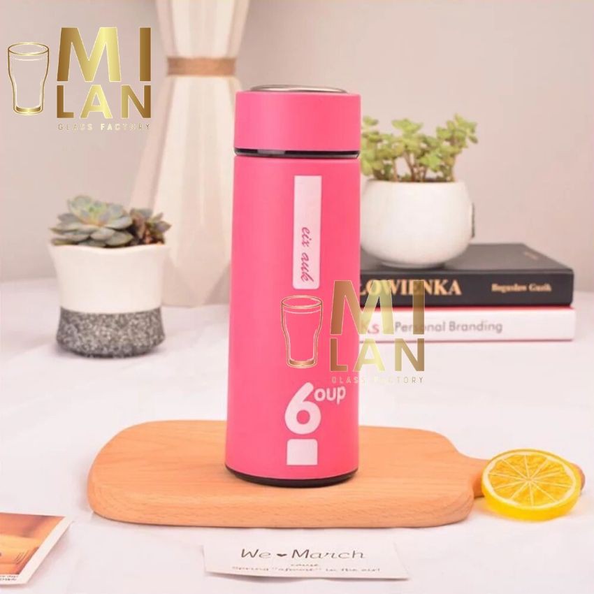 Bình chai đựng nước thủy tinh 6OUP 6 OUP 450ml có vỏ bọc nhựa nhiều màu sắc làm quà tặng dễ thương   ML-A003