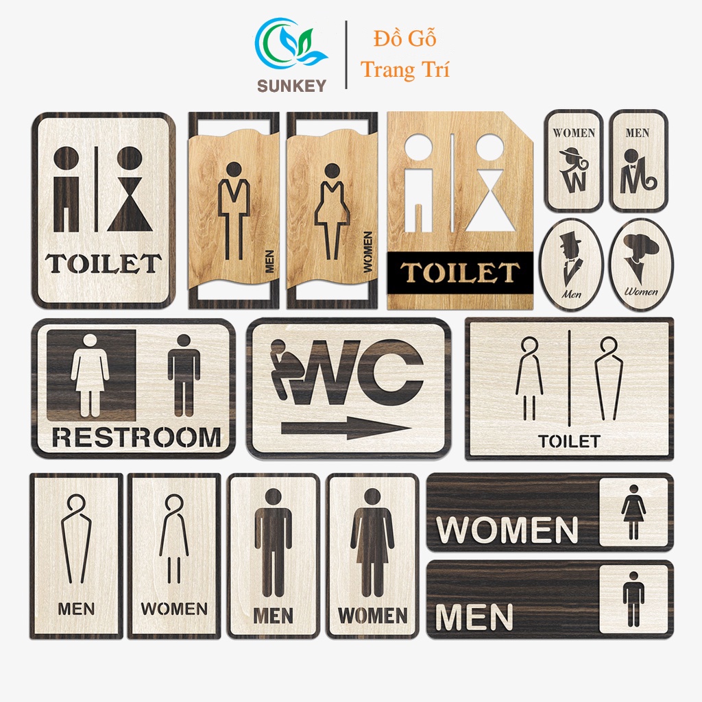 Bảng WC - Bảng Toilet, Nhà Vệ Sinh - Chất Liệu Gỗ MDF Nhập Khẩu - Bảng Dán Trang Trí Cửa Nhà Vệ Sinh Nam Nữ