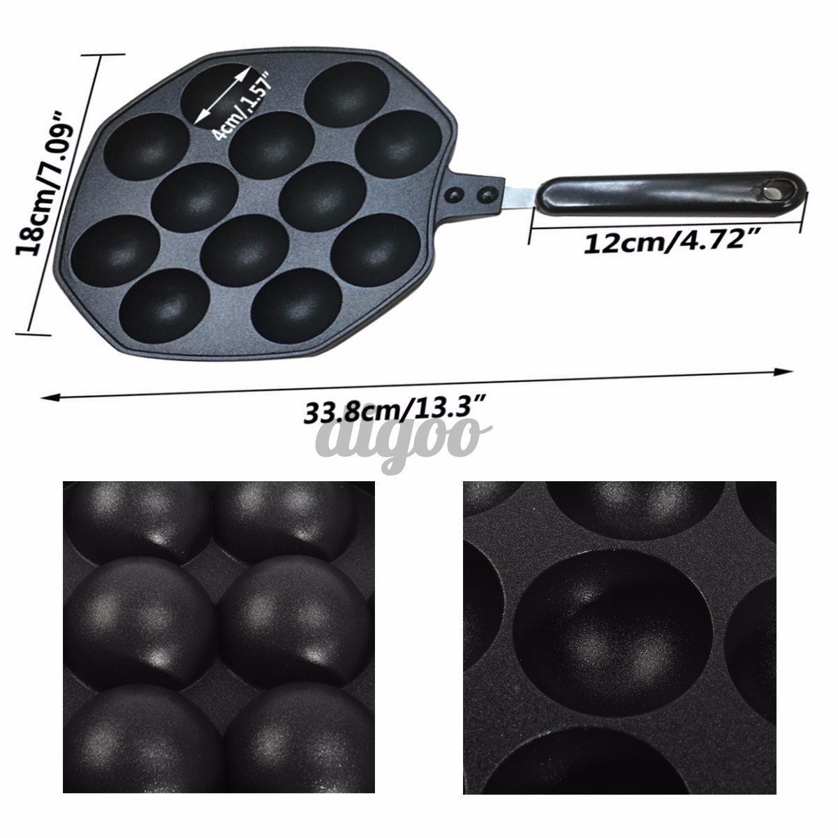 12 Holes Takoyaki Pan Octopus Ball Maker Snacks Baking Tray Grill Mold Plate