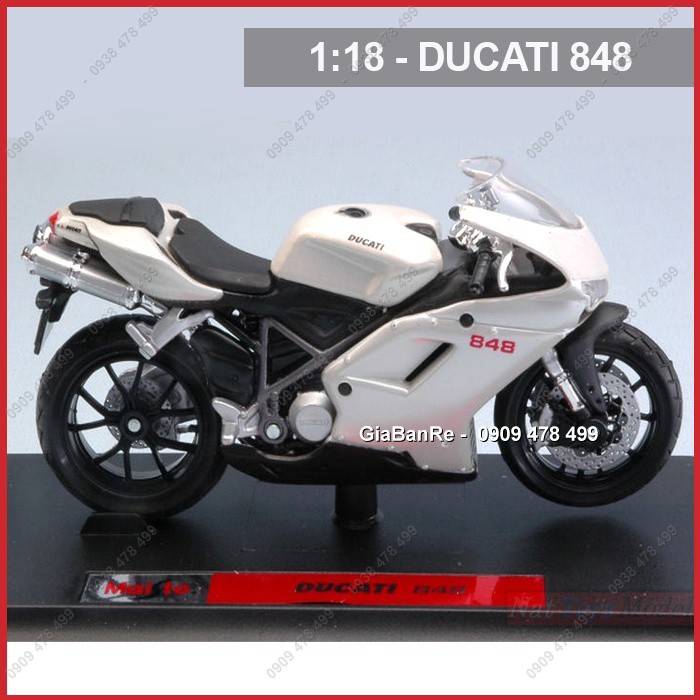 XE MÔ HÌNH 1:18 MOTO DUCATI 848 - MAISTO - TRẮNG - 8796