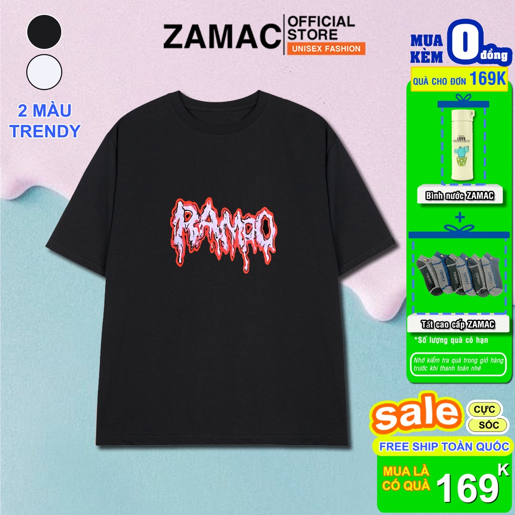 Áo thun tay lỡ form rộng ZAMAC phông Unisex nam nữ BAMBO phong cách Ulzzang ZMAT03