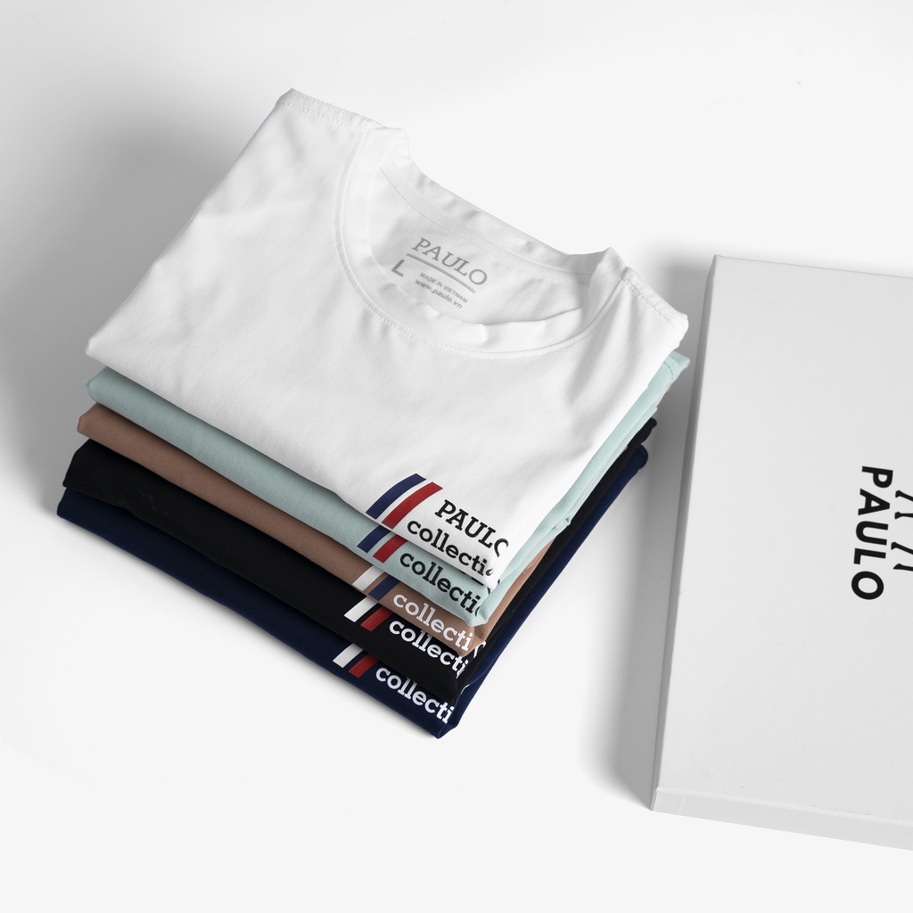 Áo thun nam cổ tròn PAULO sọc vải Cotton Compact co giãn,dày dặn, form regular fit