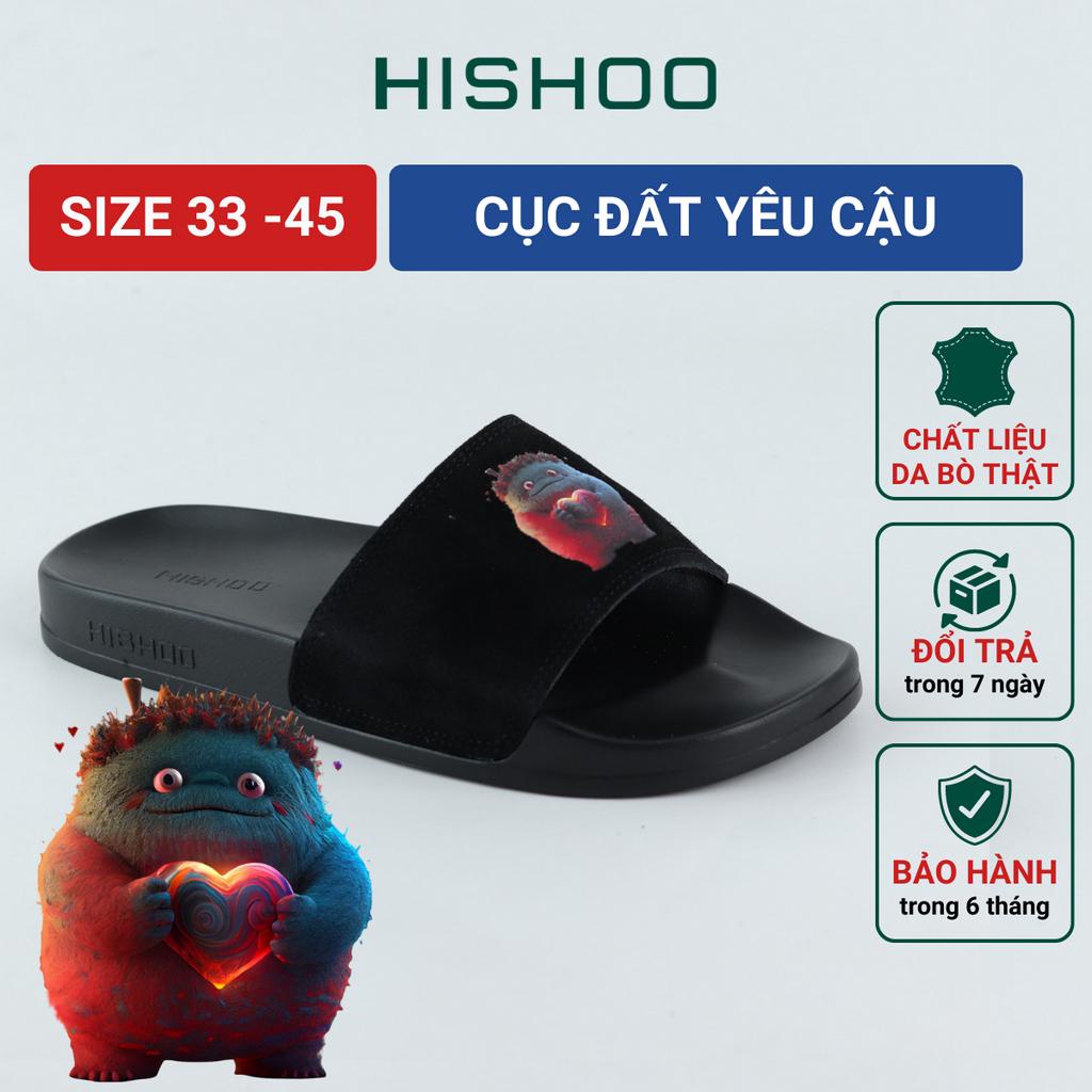 Dép quai ngang slipper cho bé trẻ em BIG SIZE  Cục Đất Yêu Cậu cao cấp nam, nữ HISHOO siêu nhẹ da bò size 33-44 U078