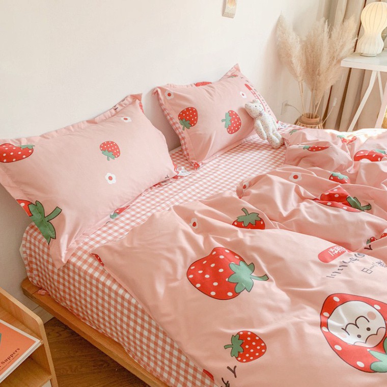 Bộ cotton poly, set cottong poly Dâu Tây nhập khẩu