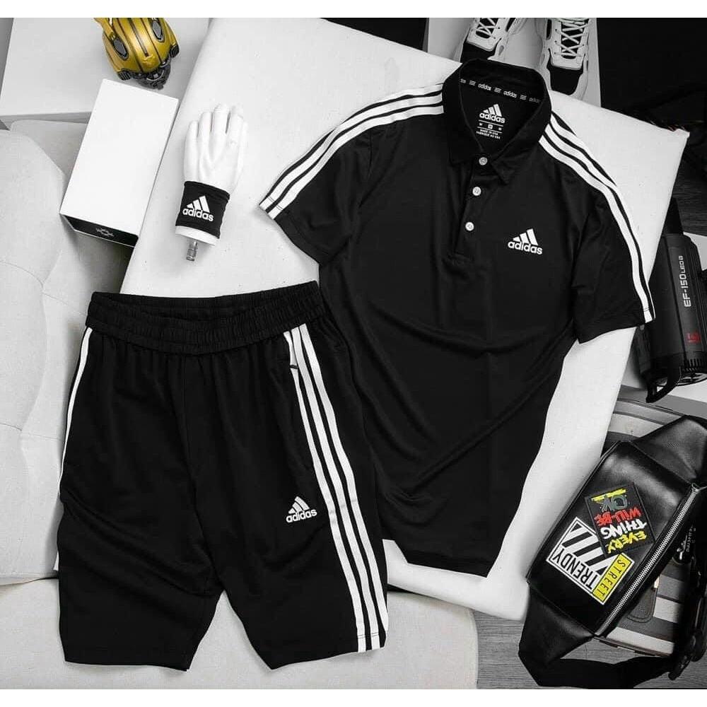 Đồ bộ, Đồ thể thao ADIDAS Thun Lạnh Co Dãn 4 Chiều Thoáng Mát Thấm Hút Mồ Hôi Có Cổ Thanh Lịch.