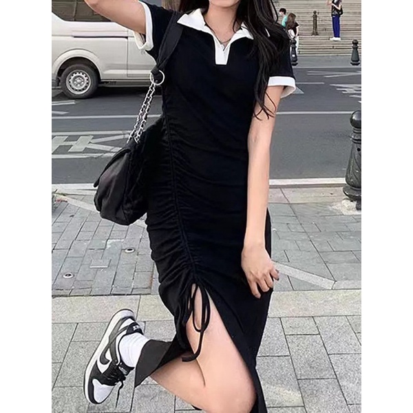 Đầm body đầm ôm thun ôm cổ sơ mi năng động cá tính khoe chân dài xinh xắn (Giá sỉ) Lissa 023