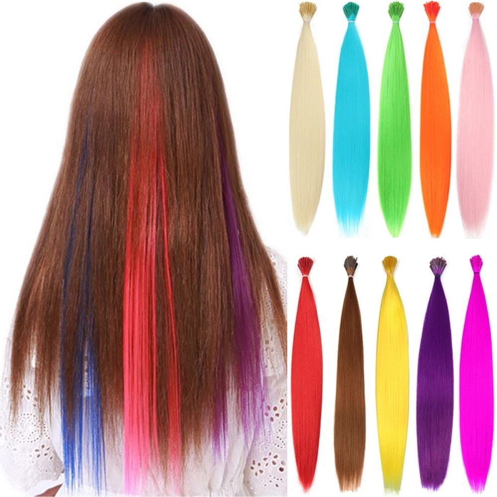 Set 10 tép tóc giả nối dài 16 inch bằng sợi tổng hợp không kẹp chuyên dụng cho nữ