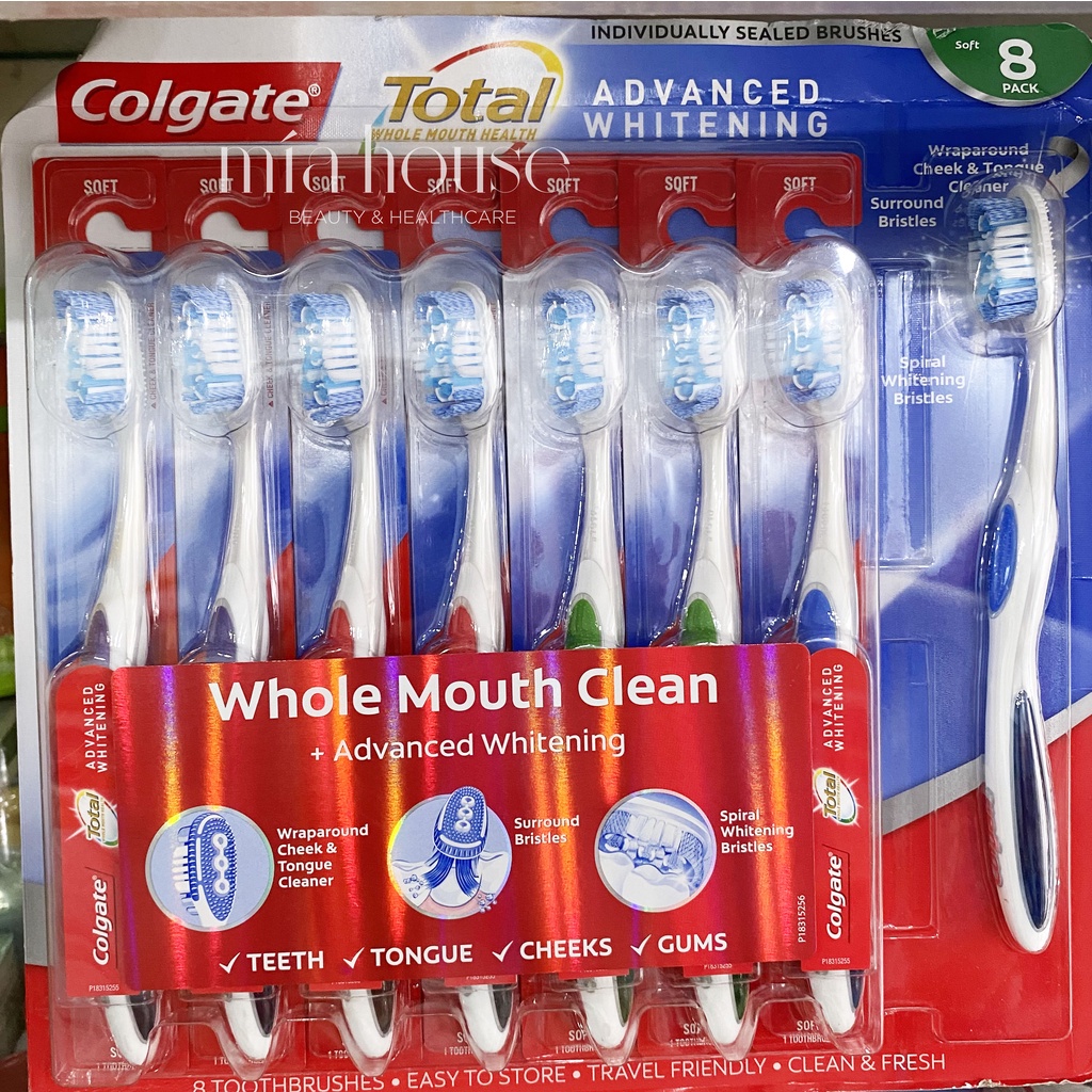 Bàn chải đánh răng Colgate 360 Optic White Vỉ 8 cây