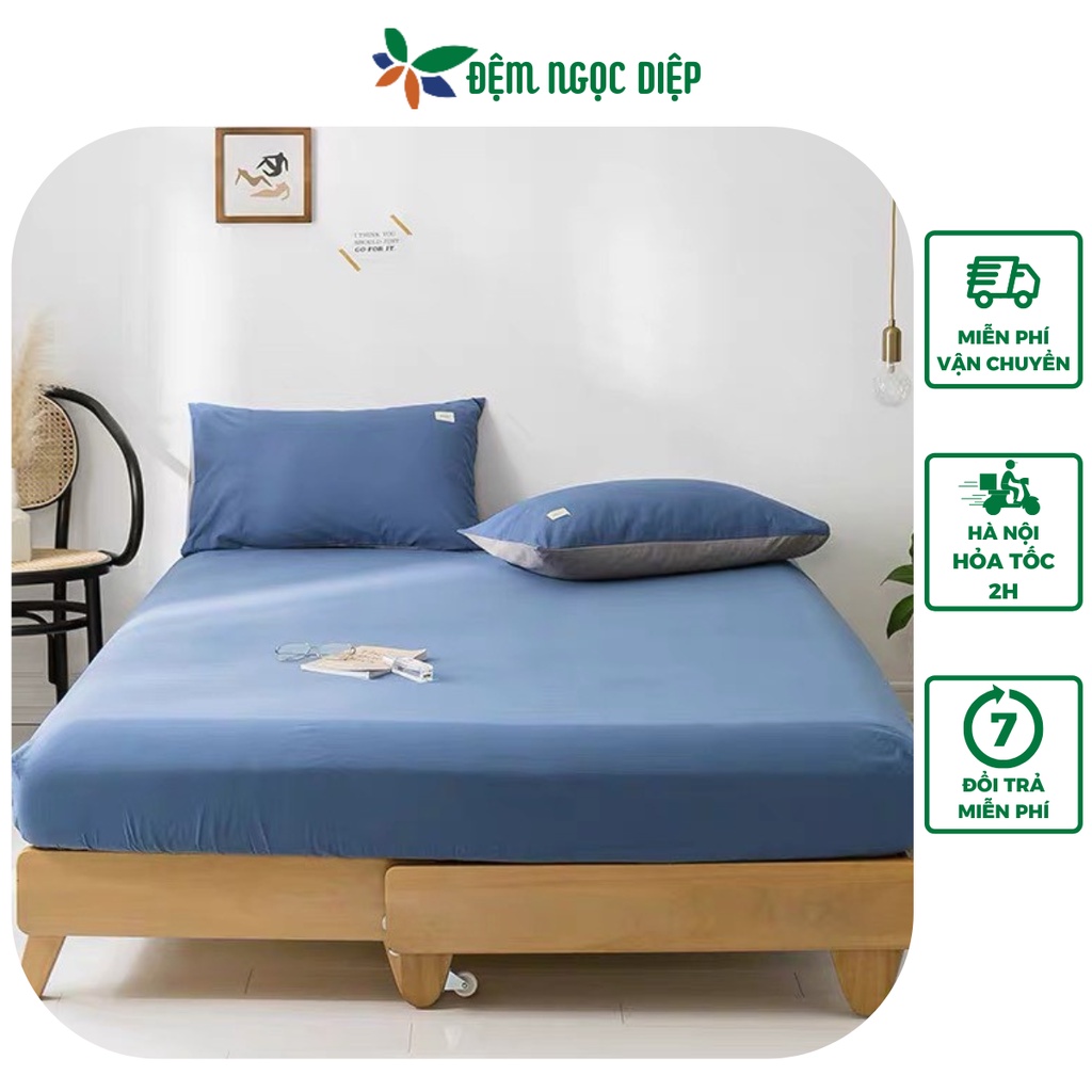 Ga chun bọc đệm kèm 2 vỏ gối cotton TICI drap giường 1m2 1m6 1m8 2m2 ĐệmNgọcDiệp