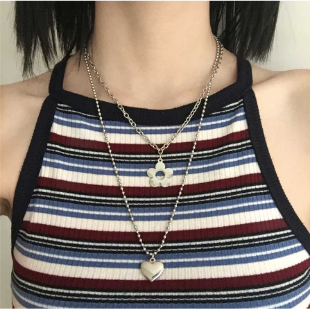 Dây chuyền mặt hình hoa trái tim phong cách Hàn Quốc thời trang cho nữ