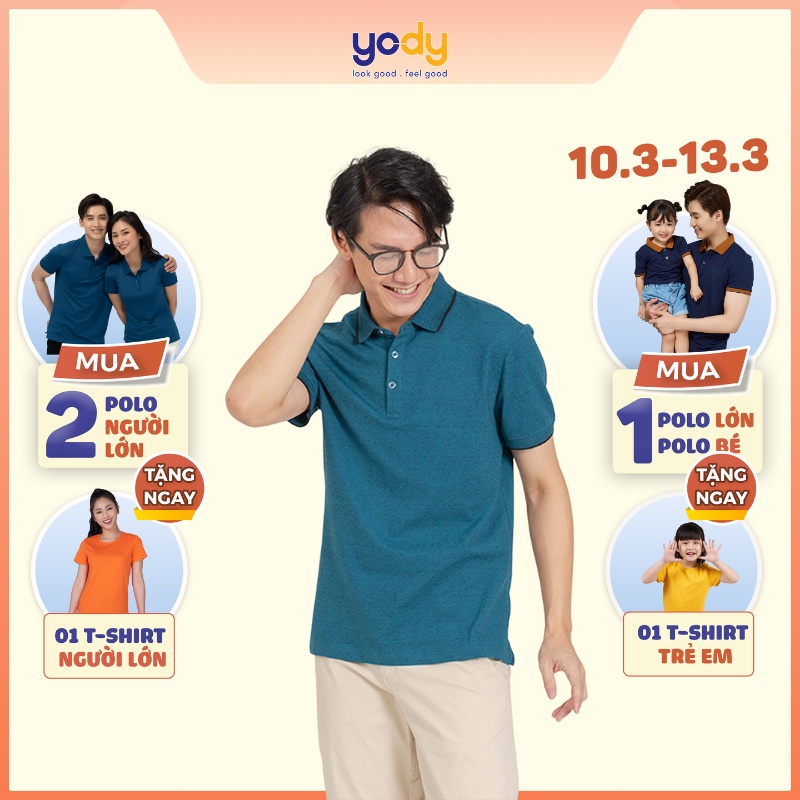 Áo Polo Nam YODY Mắt Chim Kẻ Nhỏ Chất Mịn, Hàng Chính Hãng Logo Thêu Mã SP APM3067