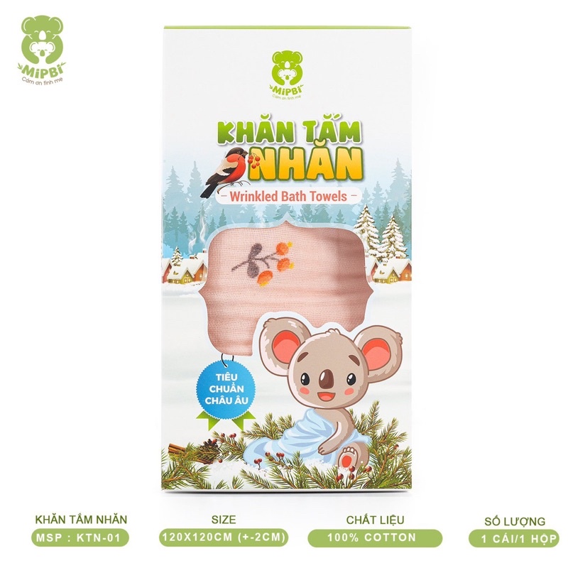 Mipbi - Khăn tắm sợi tre 6 lớp KTN01