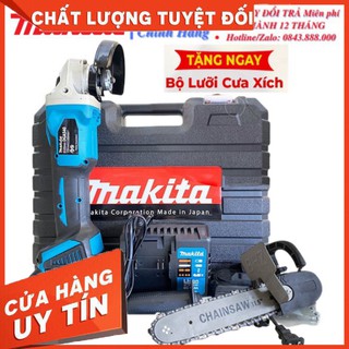 Máy cắt makita 118v không chổi than - ruột đồng 100% - 2 pin 10cell - tặng kèm lưỡi cưa xích chính hãng