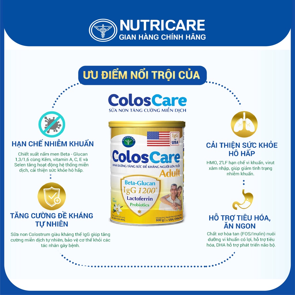 Sữa bột Nutricare ColosCare Adult cho người lớn tuổi 800g