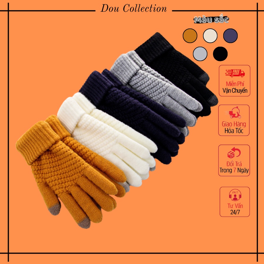 Găng tay len (Bao tay len) dày màu trơn giữ ấm thiết kế ngón tay chạm màn hình cảm ứng - Touchscreen Gloves - Mã GT000