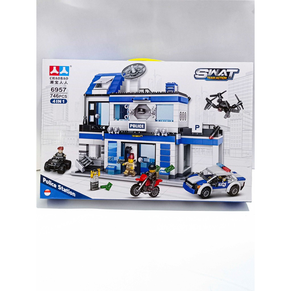 Lego trụ sở  cảnh sát - đồ chơi xếp hình lắp ráp xe ngôi nhà cảnh sát 6957